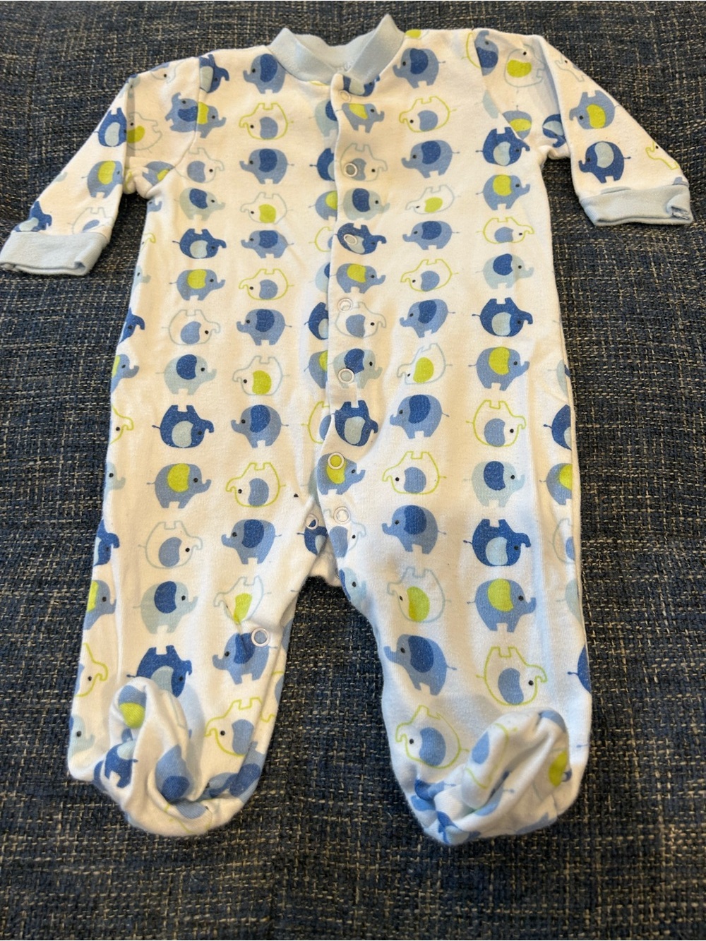 ☀️ 3/$15 Baby Gear Elephant Print Footie Pajamas White